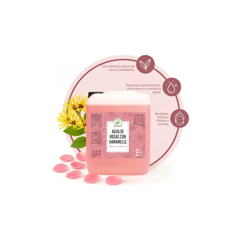 Agua De Rosas Hidratante Con Hamamelis 20 Litros
