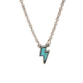 Fuqimanman2020 Western Turquoise Cowboy Cowgilrs Lightning Pendant Necklace Bull Head Bar Y Necklace for Women Gemstone Cattle Bohemian Tribal Jewelry for Mother's Day Gift-Lightning