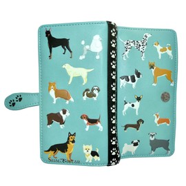 Shag Wear Large Dog Varieties Animal Wallet for Women and Teen Girls Vegan Faux Leather Teal 7"