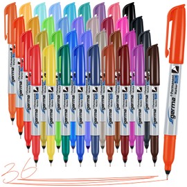 Cgerma Ultra Fine Point Permanent Marker Bulk, 36 Assorted Colors 0.4mm Fine Tip Permanent Markers set，Thin Tip Works on Paper, Glass, Ceramic, Plastic, Wood, Rock, Metal for Kids and Adult