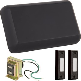 Craftmade CK1001-FB Chime Kit includes Flat Black Door Chime, T1610 Transformer, 2 Black Buttons