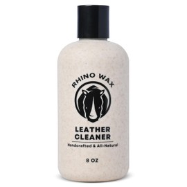 Rhino Wax - Leather Cleaner (8 oz) - Premium Cleanser for Furniture, Handbags, Shoes, Boot and Car Seat Cleaning - Apply Before Using Oil or Conditioner for Leathers - 100% Natural - Made in the USA
