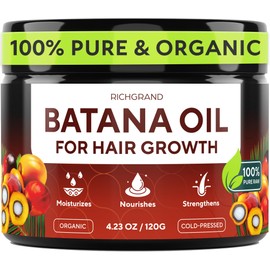 Batana Oil for Hair Growth - 100% Raw & Organic Dr Sebi Batana Oil - Cold-Pressed & Pure Unrefined Batana Hair Mask for Women & Men - Enhances Hair Thickness, Prevents Loss, Repairs Split Ends