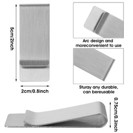 lyxbgebu 6 Pcs Stainless Steel Money Clips, Stainless Steel Metal Slim Cash Money Clip Silver Wallet Bill Credit Card Holder for Men and Women (Silver)