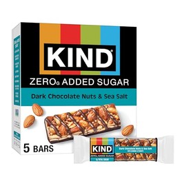 KIND ZERO Added Sugar Bars, Dark Chocolate Nuts and Sea Salt, Keto Friendly Snacks, Gluten Free, 5g Protein, 5 Count
