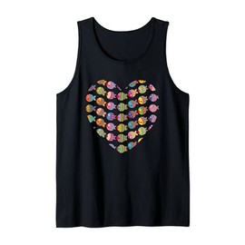 Many small colorful funny fish in heart shape Tank Top