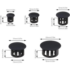 100Pcs Plastic Hole Plug Replacement Flush Type Hole Plugs Snap Furniture Fencing Post Pipe Insert End Caps Accessories Round Snap in Type Locking for Cabinets Window Frames (Black)