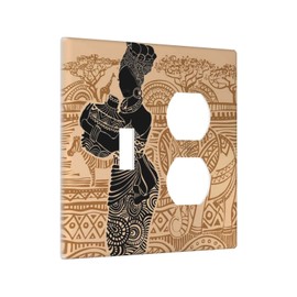 Wpshijia Decorative Light Switch Cover Plate African Woman Zebra Elephants Black Girl 2 Gang Outlet Covers 1 Toggle 1 Duplex Wallplates Decora Socket Cover Electrical Switchplates for Bathroom Bedroom