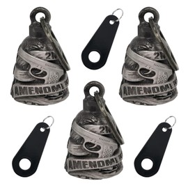 【3Pack】Motorcycle Bell w/Hanger Biker Bell Motorcycle Accessories For Good Luck Safe Riding Luck Key Chain Bell (2ND AMEMNDMENT)