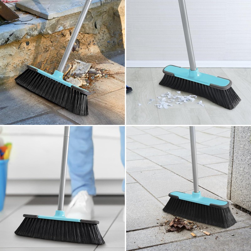 Blue Indoor Broom 54" Long Handle House Broom for Floor