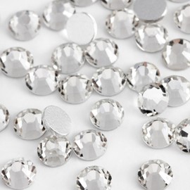 Eleegem 400PCS SS30 Flatback Rhinestones | 12-Facet Diamond-Cut Glass Gems for Nail Art, Clothing, DIY Crafts |Glue-On Decoration Stones with Silver Backing(Crystal)