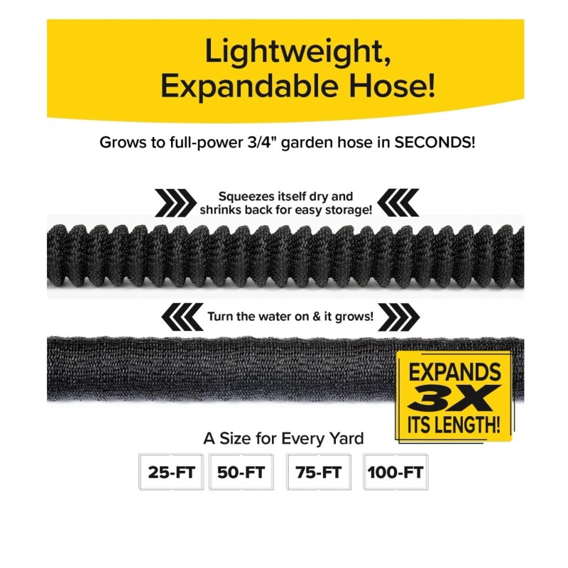 Pocket Hose Silver Bullet 100' Lightweight No Kink Garden Hose