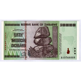 Zimbabwe 50 Trillion Dollar Note Bill Money Inflation Record Currency Zimbabwe Money Banknote