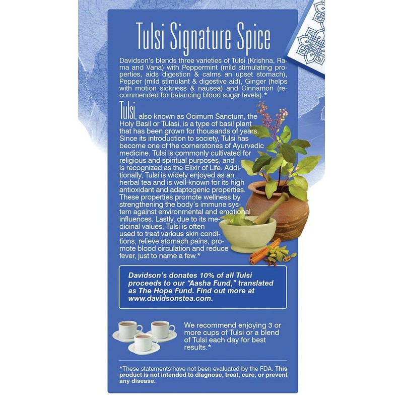 Davidson's Organics, Tulsi Signature Spice, 25-count Tea Bags, Pack of