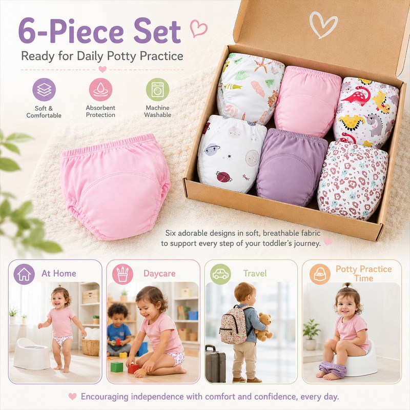 Toddler Boys Potty Training Underwear for Daytime Use – 6-Pack