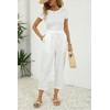 Jokeluck Women Casual Lightweight Drawstring Elastic Waist Cropped Linen Pants