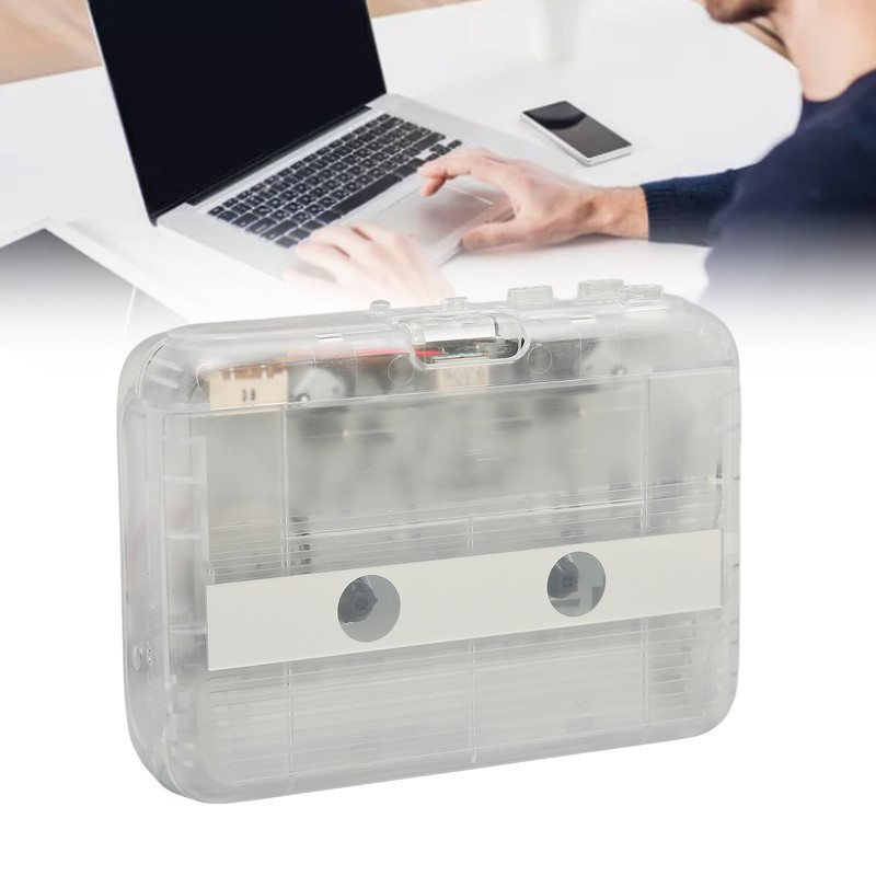 Cassette to MP3 Converter Multifunction Auto Reverse Transparent Retro Portable
