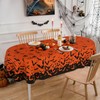 Orange Halloween Tablecloth Oval 60 x 84 Inch, Halloween Table