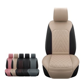 Sanwom Universal Front Leather Car Seat Covers 2 Pcs Luxury Seat Covers, Anti-Slip Waterproof Auto Driver Cushions Fit SUV Pickup Van Sedan, Chevy Silverado GMC Sierra Dodge Ram Tacoma Ford