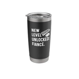 New Level Unlocked Fiance Newly Engaged Engagement Couple Stainless Steel Insulated Tumbler