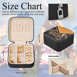 Cheerleader Jewelry Case, Mini Travel Box for Women, Cheer Team Gifts for Girls (Orange)