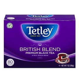 Tetley British Blend Premium Black, 80-Count Tea Bags, 7 Ounce, (Pack of 2)