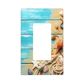 Board Beach Starfish Single Gang Rocker Wall Plates Decorate Outlet Covers For Electrical Outlets Switch Plate Decorative Wallplate Plug Cover 4.6 * 2.8 Inch