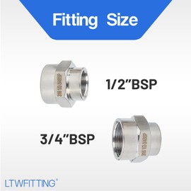 LTWFITTING Stainless Steel 316 BSP Pipe Fitting 3/4" x 1/2" Female BSPP Reducing Coupling Air Fuel Boat (Pack of 2)