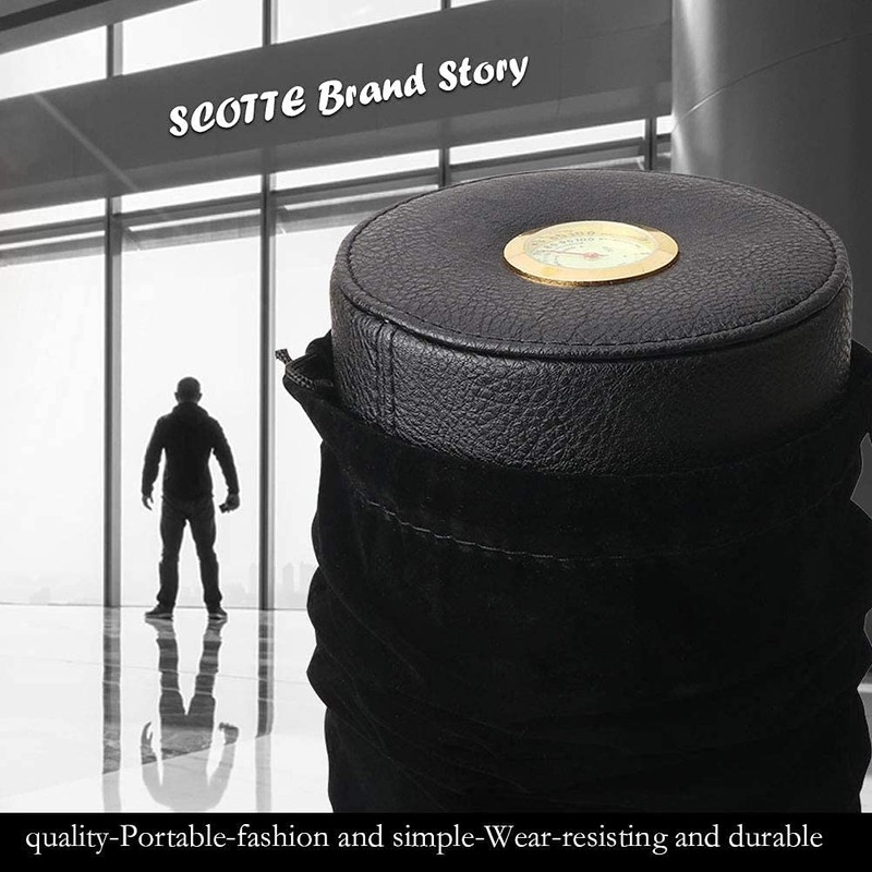 Scotte Cigar humidor case/jar,Leather Cedar Wood Cigar Canister Portable for
