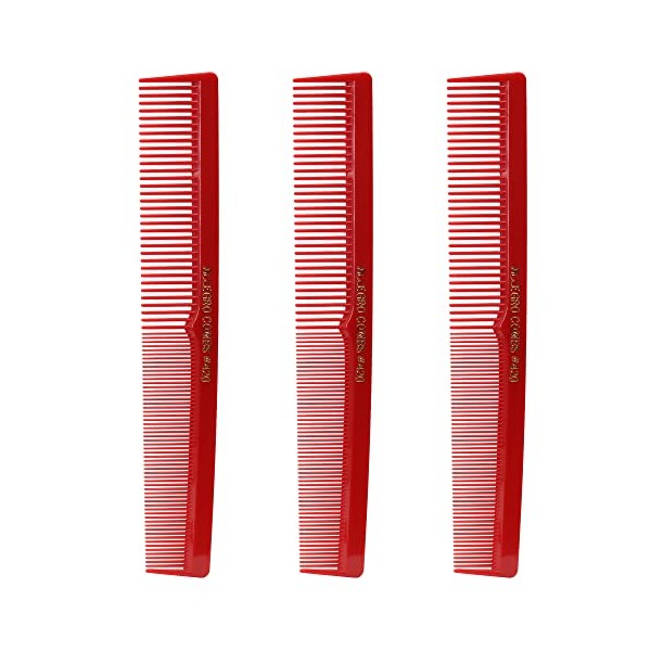 Allegro Combs 420 Hair Stylist Barbers Cutting Combs Beard Comb Mustache Mens Women Toddler Boys Braiding Hair Parting Usa 3 Pc. (Red)