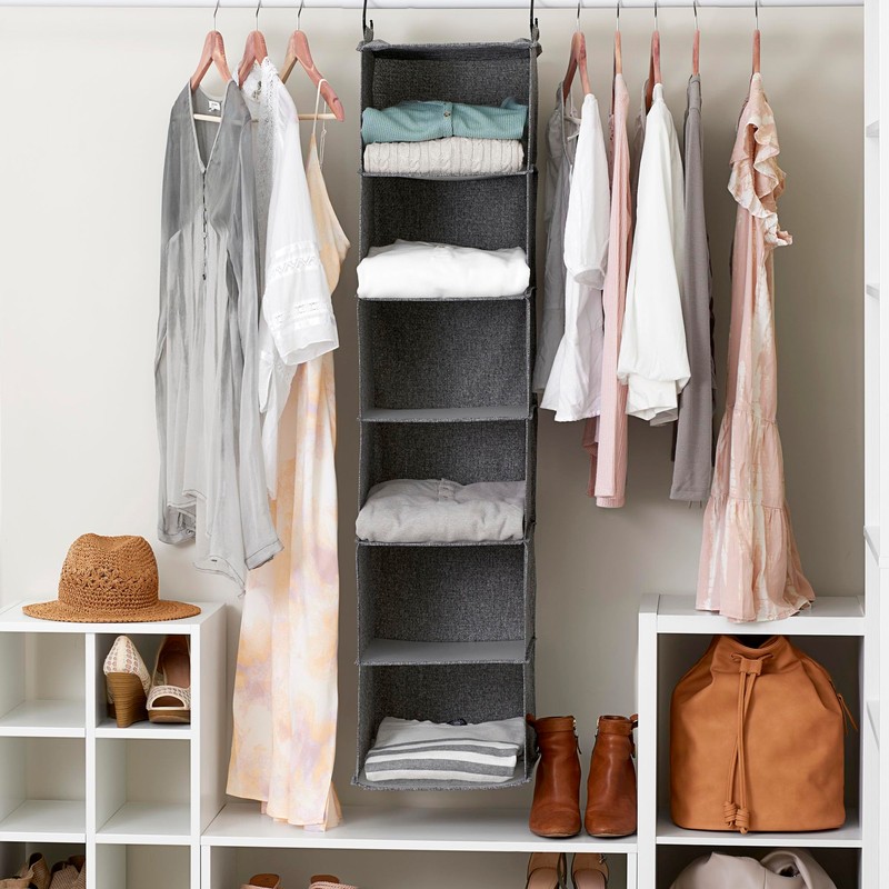 Household Essentials 6 Shelf Hanging Closet Organizer, Hanging Closet Shelf,