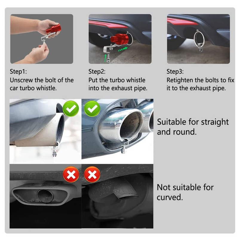 2PCS Car Turbo Whistle, XL Size Aluminum Alloy Universal Turbo