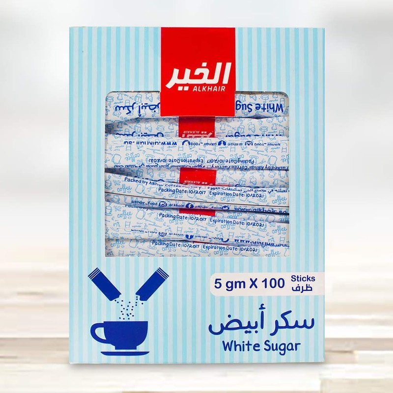 Alkhair Pure White Sugar Cane, Raw Sugar Packets, NON-GMO, 100