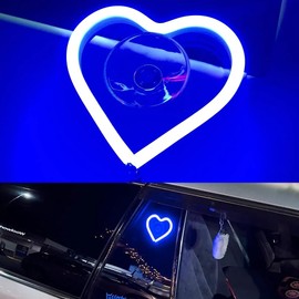 Blueshyhall Car LED Ambient Light, Triangle or Back Window Light, Interior Atmosphere Light for Car Decor, Bedroom, Party (Blue Heart Pattern)