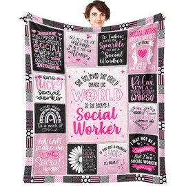 Christmas Social Worker Gifts for Women Throw Blanket 60" x 50", Best Social Worker Appreciation Gifts, Xmas Gift for Social Workers Women, Social Work Month Gifts, School Social Worker Office Decor
