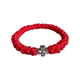 CACALOSS Handwoven Cross Bracelet Metal Cross Bracelets Prayer Bracelet Religious Bracelets Red