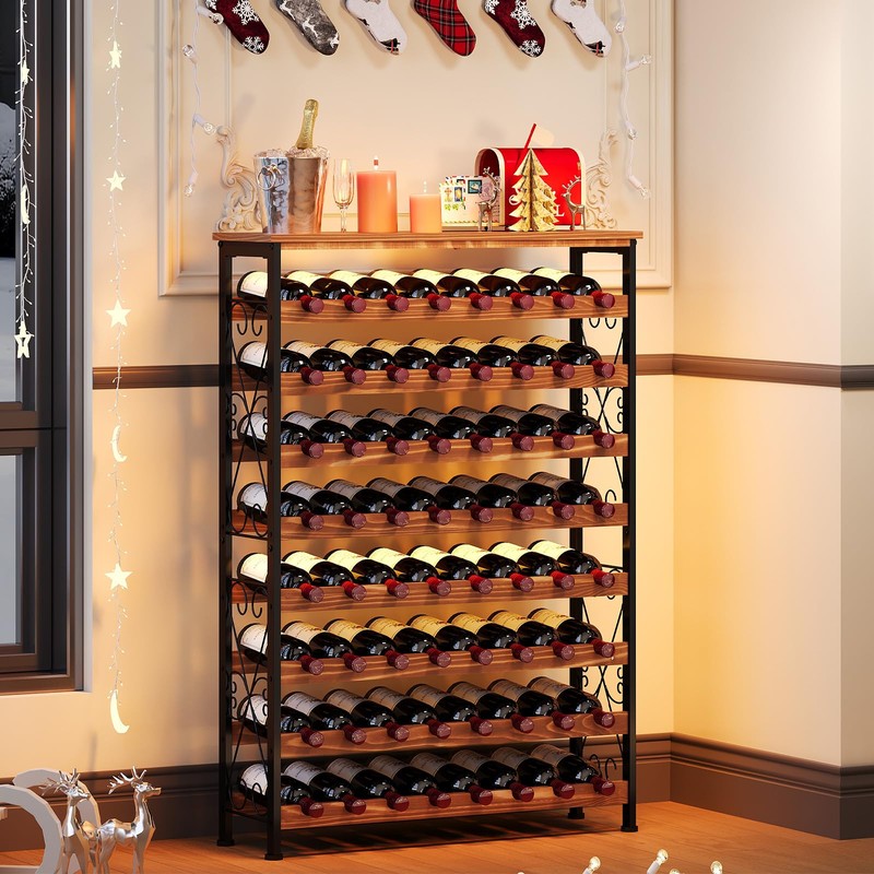 64 Bottles Wine Rack Freestanding Floor with 2 in 1