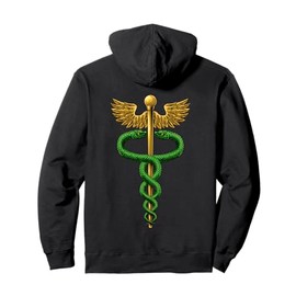 Caduceus Medical Asclepius Rod Doctor Symbol Icon Pullover Hoodie
