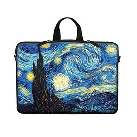 Meffort Inc Neoprene Laptop Carrying Case Sleeve Bag W. Hidden Handle & Eyelet (D-Ring) for 17 17.3 Inch Notebook - The Starring Night