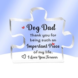 AMZQ Dog Dad Gifts- Delicate Daddy Dog Dad Gifts- Fathers Day Thanksgiving Christmas Birthday Gifts for Dog Dad, Dog Dad Acrylic Block Puzzle Piece Decorations Ideas
