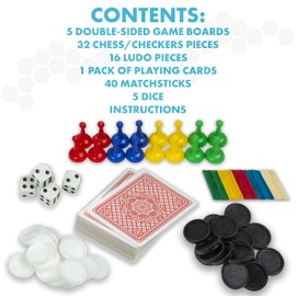 abeec 100 Classic Games Compendium | Collection of Classic Family Board Games | Games Compendium includes Ludo, Chess, Draughts and Playing Cards
