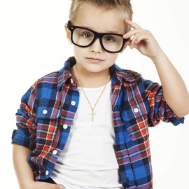 14K Gold Filled Cross Necklace for Men Figaro Chain Stainless Steel Plain Polished Cross Pendant Necklace Simple Faith Jewelry Gift for Women 20"