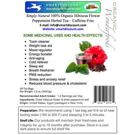 Organic WonderFoods Hibiscus Flower & Peppermint Herbal Tea 30 Bags