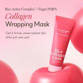 The Face Shop Pink Collagen Wrapping Mask, Peel-Off Facial Mask for Glass Skin, with Vegan PDRN & Rice Extract, Hydrating & Evening Skin Tone, 2.3 fl. oz