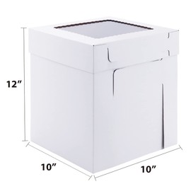 Huoshange Tall Cake Boxes for Tier Cakes,10x10x12 Inch [3Pack ] Thick Sturdy Cake Box with Window, Layer Cake Carrier,Disposable Cake Containers