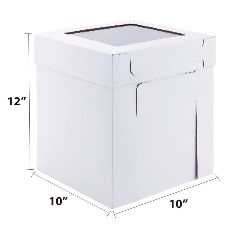 Huoshange Tall Cake Boxes for Tier Cakes,10x10x12 Inch [3Pack ]