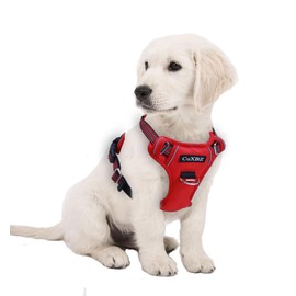 CuXBZ Small Dog Harness No Pull, Adjustable Pet Harness with Handle and Reflective Strips,Easy Walk Harness for Small Medium Large Sized Dogs, Breathable No-Choke Oxford Vest Harness Red S