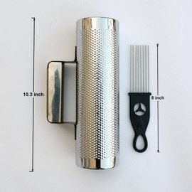 Stainless Steel Guiro 8" Percussion Instrument with Scraper, Professional Metal Shaker for Live Performance, Band Accompaniment (3" * 10")