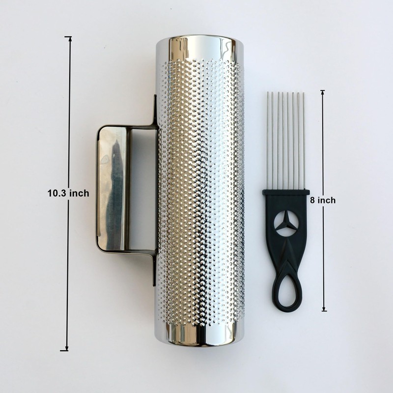 Stainless Steel Guiro 8" Percussion Instrument with Scraper, Professional Metal