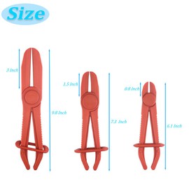 OBTANIM 3 Pack Plastic Hose Pinch Off Pliers Line Clamp Pliers Set Tool for Automotive Flexible Hoses, Gas Lines Radiator Brake Coolant and Fuel Lines (Red)